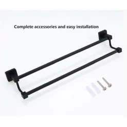 PORTASCIUGAMANI SCAFFALE IN ACCIAIO NERO OPACO APPENDIABITI DOPPIO BAGNO CUCINA