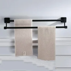 PORTASCIUGAMANI SCAFFALE IN ACCIAIO NERO OPACO APPENDIABITI DOPPIO BAGNO CUCINA