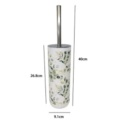 PORTASCOPINO A CILINDRO CON SCOPINO BAGNO WC TOILETTE FIORI FOGLIE ACCESSORIO 87057