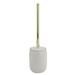 PORTASCOPINO BAGNO WC TOILETTE BIANCO DESIGN ETNICO BORDO DORATO CON SCOPINO 87793