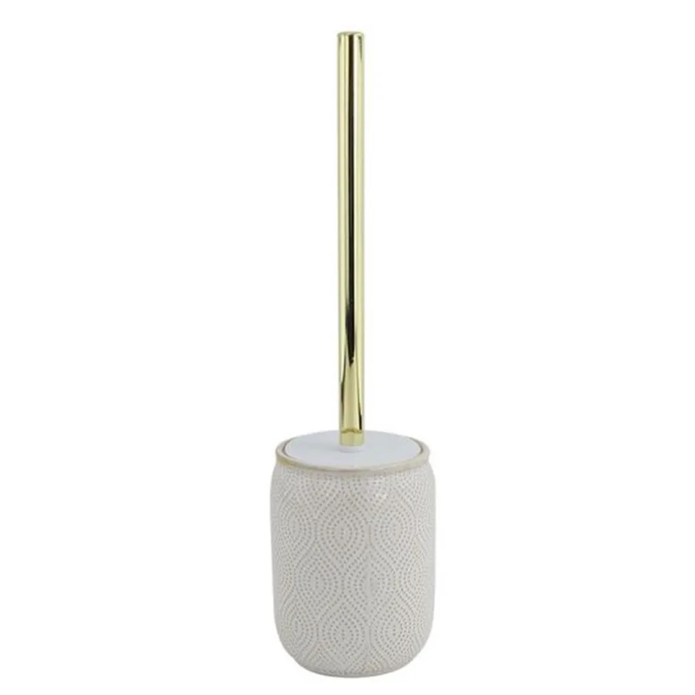 PORTASCOPINO BAGNO WC TOILETTE BIANCO DESIGN ETNICO BORDO DORATO CON SCOPINO 87793