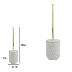 PORTASCOPINO BAGNO WC TOILETTE BIANCO DESIGN ETNICO BORDO DORATO CON SCOPINO 87793