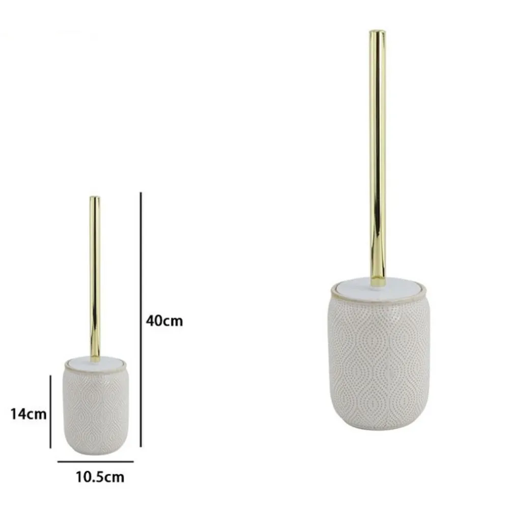 PORTASCOPINO BAGNO WC TOILETTE BIANCO DESIGN ETNICO BORDO DORATO CON SCOPINO 87793