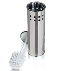 PORTASCOPINO CON SPAZZOLONE WC CILINDRO IN ACCIAIO INOX 26X10CM ACCESSORI BAGNO
