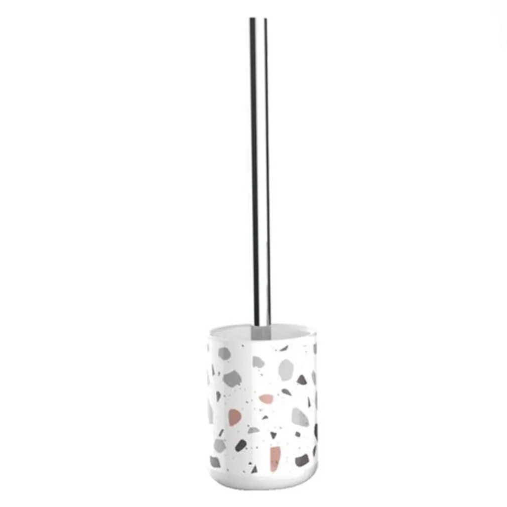 PORTASCOPINO GRANIGLIA BIANCO MULTICOLORE CON SCOPINO ACCESSORIO ARREDO BAGNO 69837