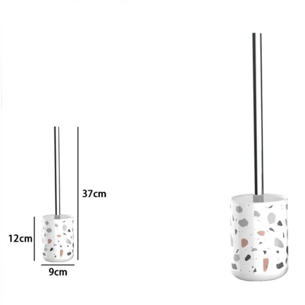 PORTASCOPINO GRANIGLIA BIANCO MULTICOLORE CON SCOPINO ACCESSORIO ARREDO BAGNO 69837