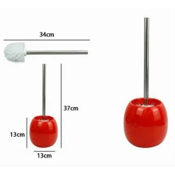 PORTASCOPINO IN CERAMICA ROSSO CON SCOPINO MODERNO ACCESSORIO ARREDO BAGNO 79263