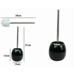 PORTASCOPINO IN CERAMICA NERO CON SCOPINO MODERNO ACCESSORIO ARREDO BAGNO 79251