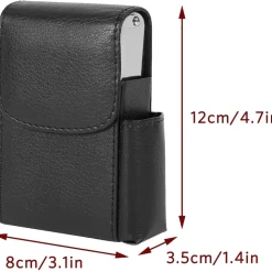 PORTASIGARETTE DA CINTURA CON PORTA ACCENDINO IN TESSUTO ECOPELLE SIGARETTE NERO