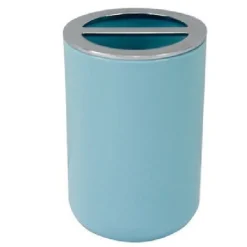 PORTASPAZZOLINI BICCHIERE ACCESSORI BAGNO 2FORI CELESTE SILVER CONTENITORE 79887