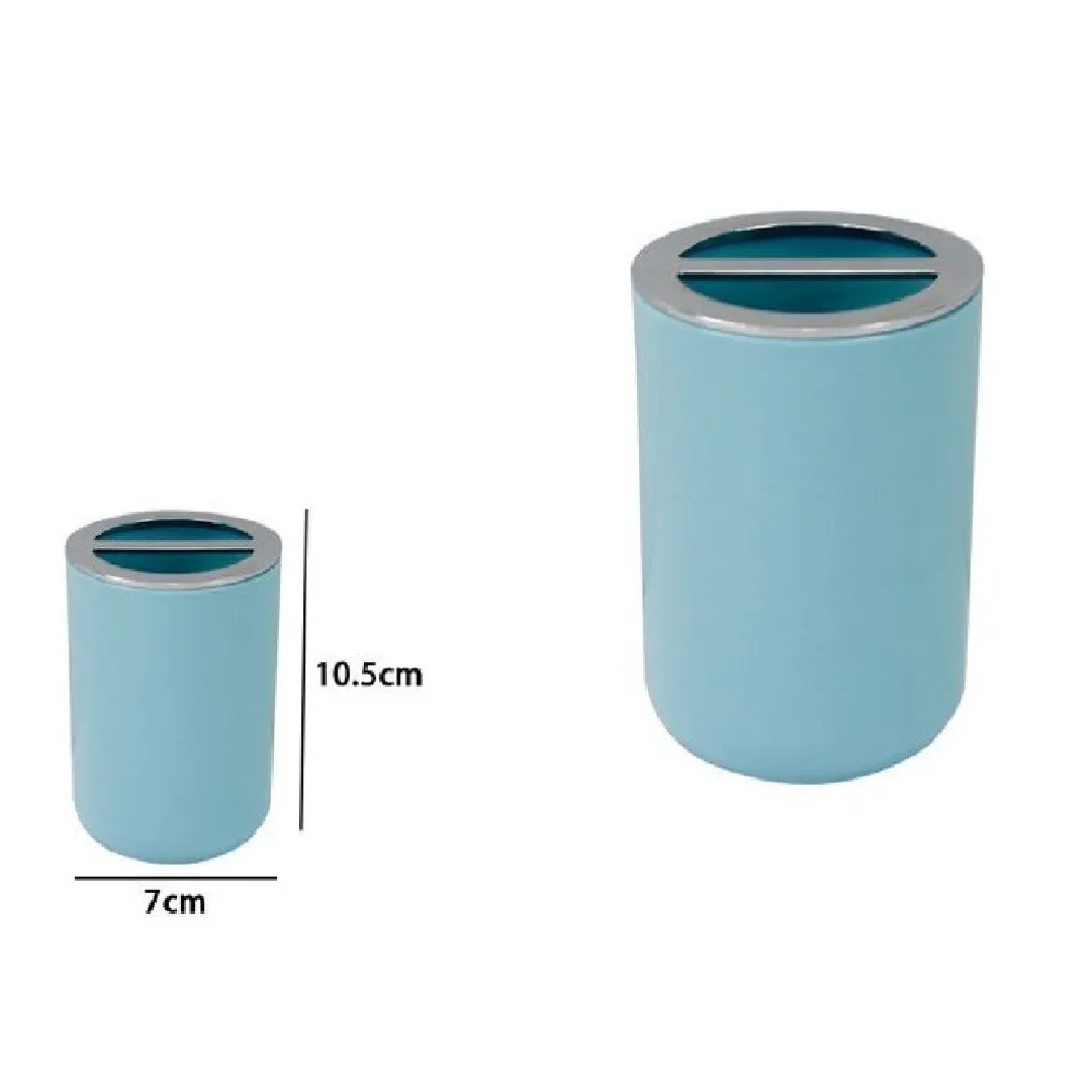 PORTASPAZZOLINI BICCHIERE ACCESSORI BAGNO 2FORI CELESTE SILVER CONTENITORE 79887