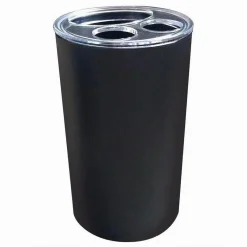 PORTASPAZZOLINI BICCHIERE DENTIFRICIO ACCESSORI ARREDO BAGNO NERO A 3 FORI 79194