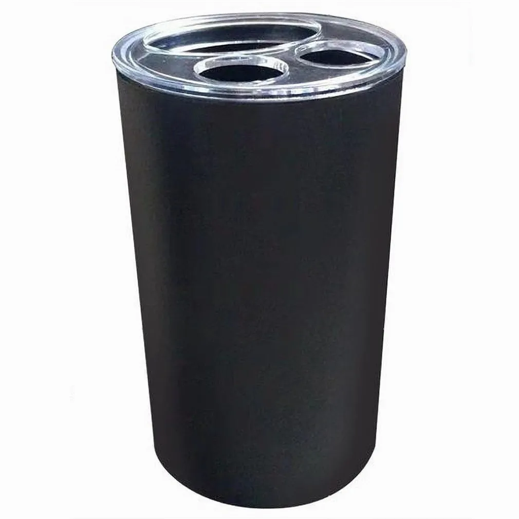 PORTASPAZZOLINI BICCHIERE DENTIFRICIO ACCESSORI ARREDO BAGNO NERO A 3 FORI 79194