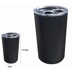 PORTASPAZZOLINI BICCHIERE DENTIFRICIO ACCESSORI ARREDO BAGNO NERO A 3 FORI 79194