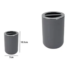 PORTASPAZZOLINI BICCHIERE ACCESSORI BAGNO 2 FORI GRIGIO SILVER CONTENITORE 79893