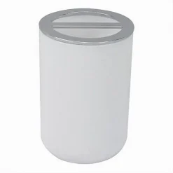 PORTASPAZZOLINI BICCHIERE ACCESSORI BAGNO 2 FORI BIANCO SILVER CONTENITORE 79863