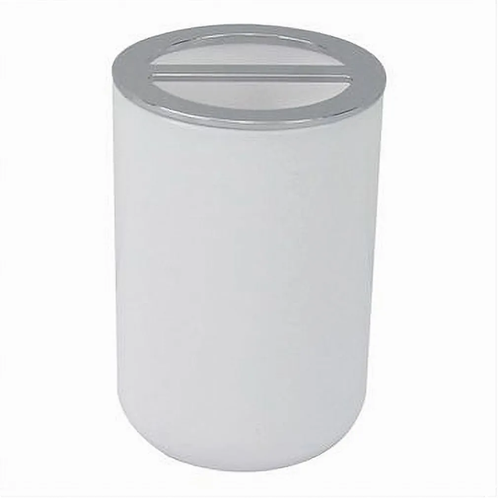 PORTASPAZZOLINI BICCHIERE ACCESSORI BAGNO 2 FORI BIANCO SILVER CONTENITORE 79863