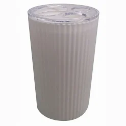 PORTASPAZZOLINI BICCHIERE ACCESSORIO PER ARREDO BAGNO BIANCO RIGATO 3 FORI 79162