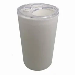 PORTASPAZZOLINI BICCHIERE DENTIFRICIO ACCESSORIO ARREDO BAGNO BIANCO 3 FORI 79186