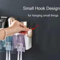 PORTASPAZZOLINO ADESIVO MULTIFUNZIONE ORGANIZER PER SPAZZOLINO DENTI CON 4 TAZZE + 4 SLOT