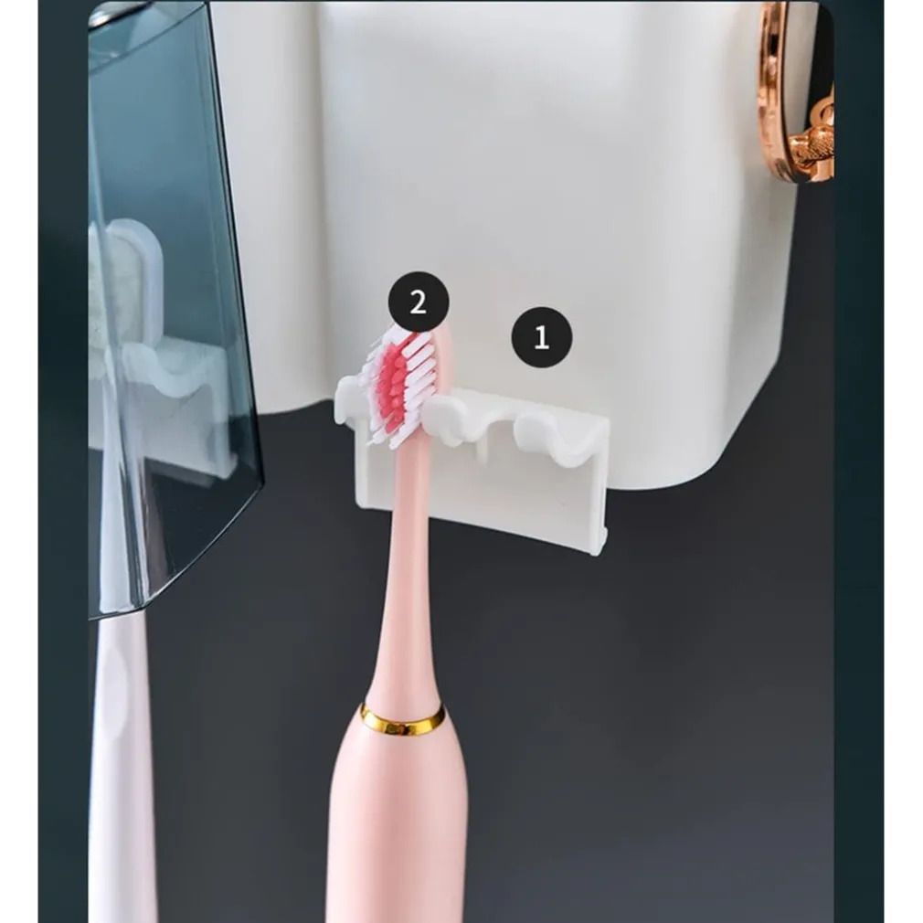 PORTASPAZZOLINO ADESIVO MULTIFUNZIONE ORGANIZER PER SPAZZOLINO DENTI CON 4 TAZZE + 4 SLOT