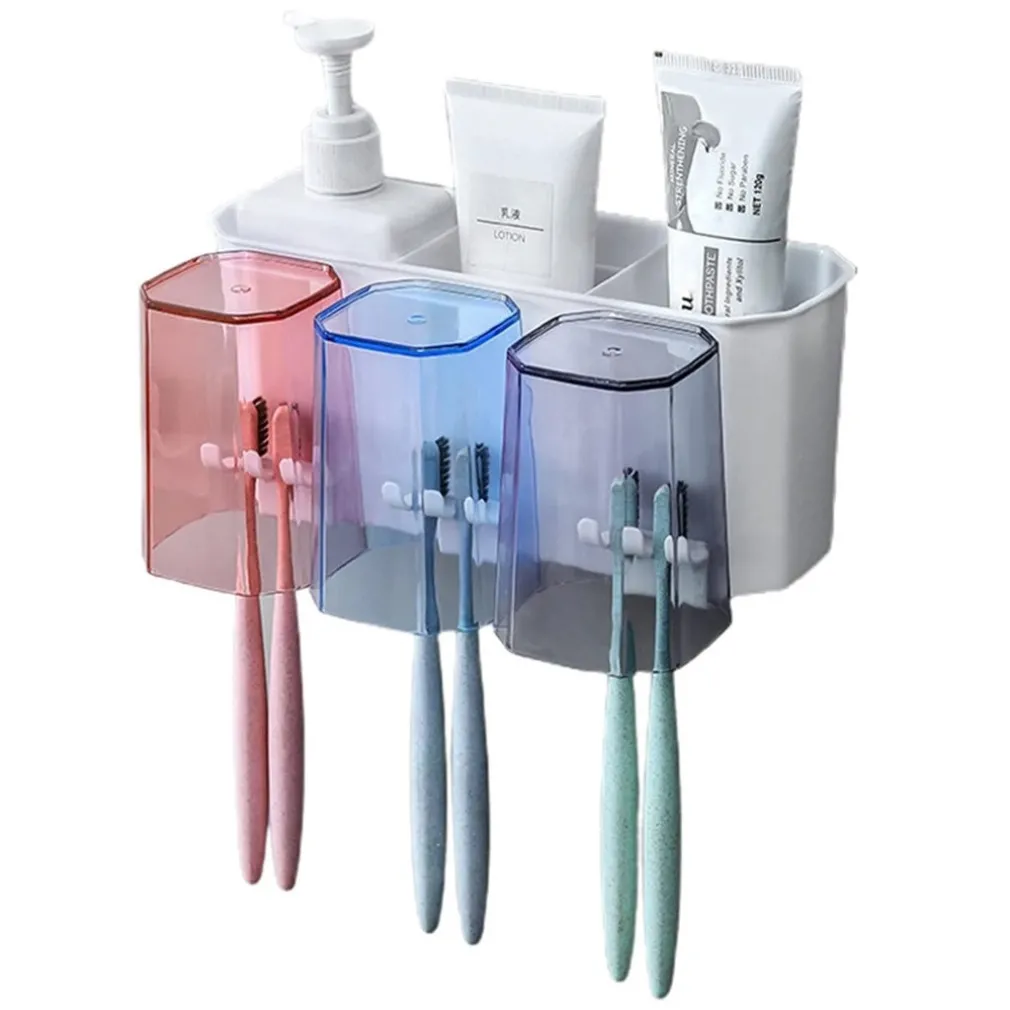 PORTASPAZZOLINO CREATIVO DA PARETE PER DENTIFRICIO CON CUSCINETTI ADESIVI PER BAGNO