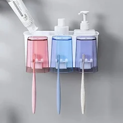 PORTASPAZZOLINO CREATIVO DA PARETE PER DENTIFRICIO CON CUSCINETTI ADESIVI PER BAGNO