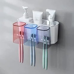 PORTASPAZZOLINO CREATIVO DA PARETE PER DENTIFRICIO CON CUSCINETTI ADESIVI PER BAGNO