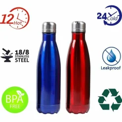 PORTATILE BORRACCIA BOTTIGLIA D'ACQUA ACCIAIO INOX TERMICA CALDO FREDDO 550 ML