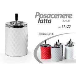 POSACENERE IN LATTA TONDO TWISTER A PRESSIONE 11 X 20 CM COLORI ASSORTITI 783289