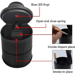 POSACENERE UNIVERSALE PER AUTO LED LUCE PORTATILE ANTIVENTO PLASTICA ANTIODORE