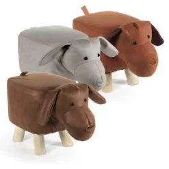 POUF CANE BAMBINI SGABELLO POGGIAPIEDI IMBOTTITO PIEDI LEGNO 46X26X28 CM 808692