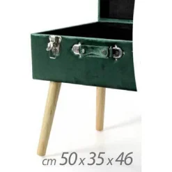 POUF CONTENITORE BAULE POGGIAPIEDI SGABELLO POUFF VELLUTO VERDE 50X35X46CM 756801