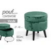 POUF CONTENITORE POGGIAPIEDI SGABELLO POUFF VELLUTO LEGNO VERDE 40X37CM 801709