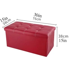 POUF CONTENITORE RETTANGOLARE SGABELLO POGGIAPIEDI PER COPERTE SCARPE GIOCATTOLI ROSSO