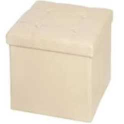 POUF SCATOLA PORTAOGGETTI PUFF POGGIAPIEDI A FORMA DI CUBO IN ECOPELLE COLORE