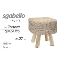 POUF SGABELLO POGGIAPIEDI QUADRATO MODERNO PIEDI IN LEGNO TORTORA 27X28CM 827709
