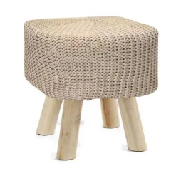 POUF SGABELLO POGGIAPIEDI QUADRATO MODERNO PIEDI IN LEGNO TORTORA 27X28CM 827709