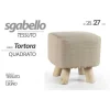 POUF SGABELLO POGGIAPIEDI QUADRATO POUFF TESSUTO PIEDI LEGNO TORTORA 27X28CM 790010