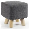 POUF SGABELLO POGGIAPIEDI QUADRATO PIEDI LEGNO TESSUTO GRIGIO SCURO 27X28CM 790256