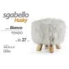 POUF SGABELLO SIMILPELLICCIA HUSKY BIANCO TONDO GAMBE LEGNO 28X27 CM POGGIAPIEDI