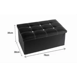 POUFF PUFF POUF CONTENITORE IMBOTTITO PORTAOGGETTI NERO STRASS 76X38X35 CM 79437