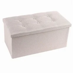 POUFF PUFF POUF CONTENITORE IMBOTTITO PORTAOGGETTI SEDUTA BEIGE 76X38X35CM 79425