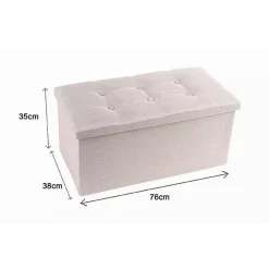 POUFF PUFF POUF CONTENITORE IMBOTTITO PORTAOGGETTI SEDUTA BEIGE 76X38X35CM 79425