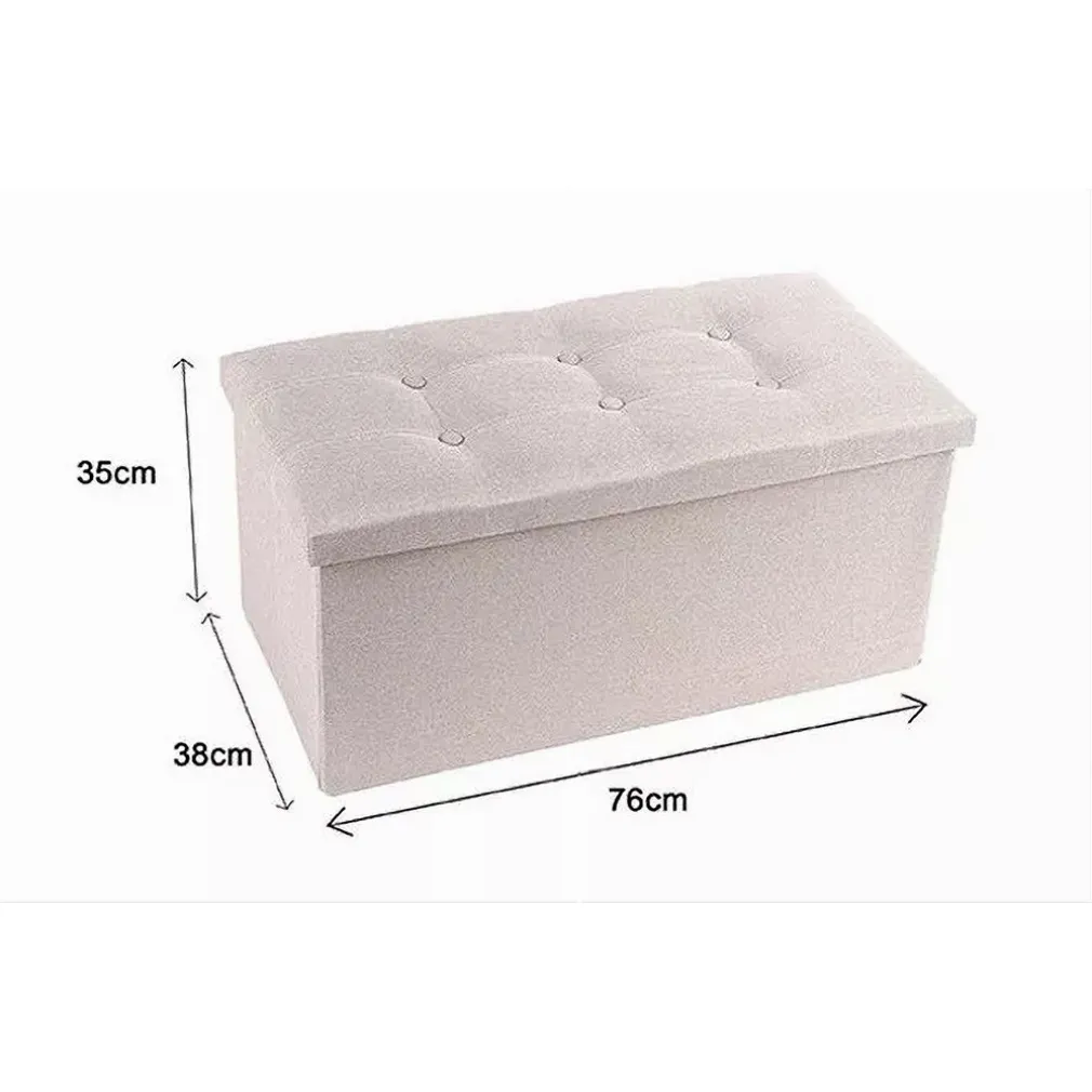 POUFF PUFF POUF CONTENITORE IMBOTTITO PORTAOGGETTI SEDUTA BEIGE 76X38X35CM 79425