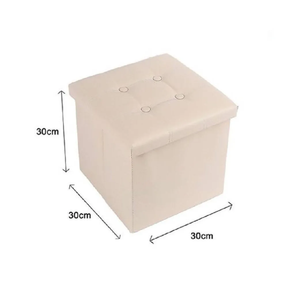 POUFF PUFF POUF CONTENITORE IMBOTTITO PORTAOGGETTI SEDUTA BEIGE 30X30X30CM 79428