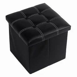 POUFF PUFF POUF CONTENITORE IMBOTTITO PORTAOGGETTI SEDUTA NERO 30X30X30 CM 79427