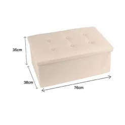 POUFF PUFF POUF CONTENITORE IMBOTTITO PORTA OGGETTI SEDUTA BEIGE 76X38X35CM