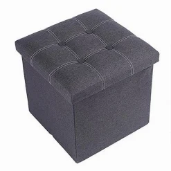POUFF PUFF POUF CONTENITORE IMBOTTITO PORTAOGGETTI SEDUTA GRIGIO 30X30X30CM 79422