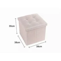 POUFF PUFF POUF CONTENITORE IMBOTTITO PORTAOGGETTI SEDUTA BEIGE 38X38X35CM 79423